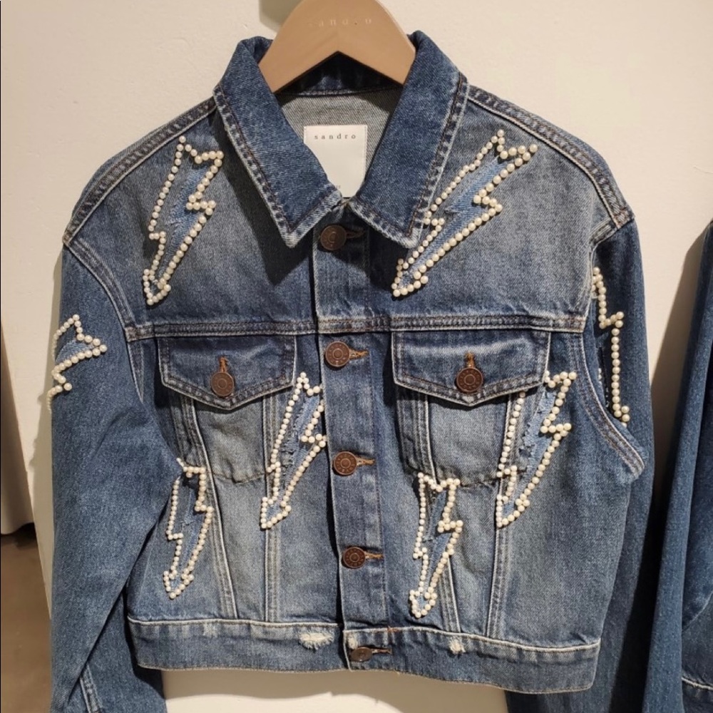 Sandro Pearl Denim Jacket